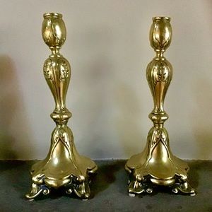 Antique Solid Brass Candlesticks